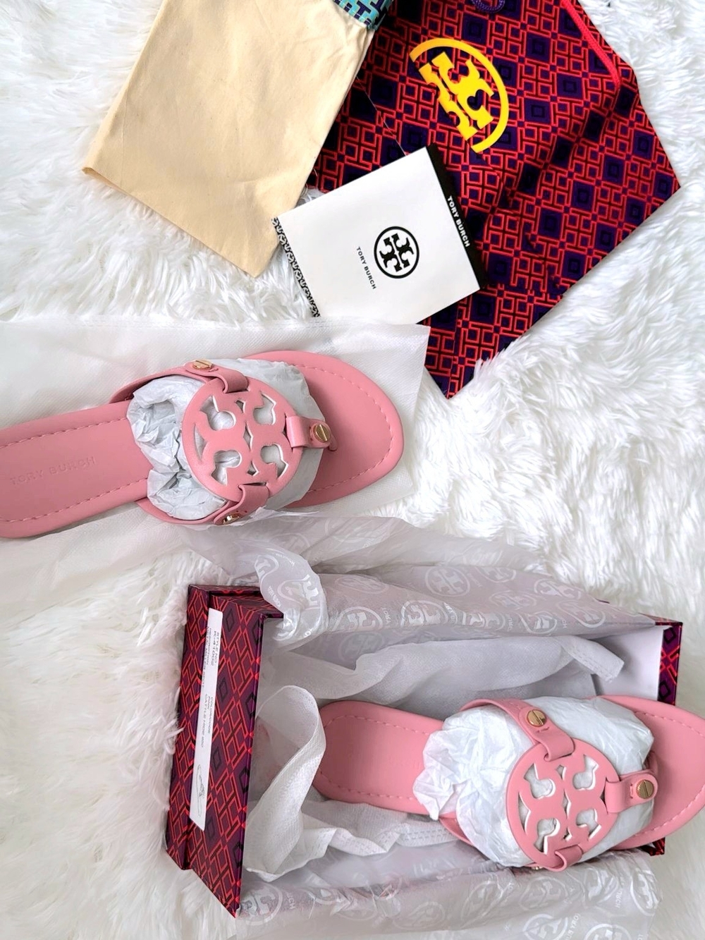 Tory Burch Pink Miller Logo Slide Sandals Kids